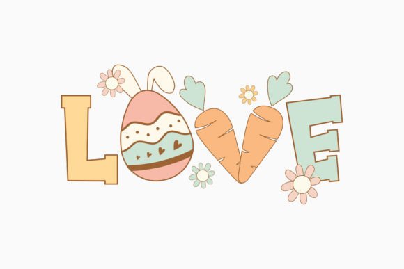 Love Retro Easter Quote Svg Design for Creative Crafts